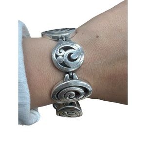 Brighton Vertigo Swirl Asymmetrical Bracelet Silver Tone Swirl